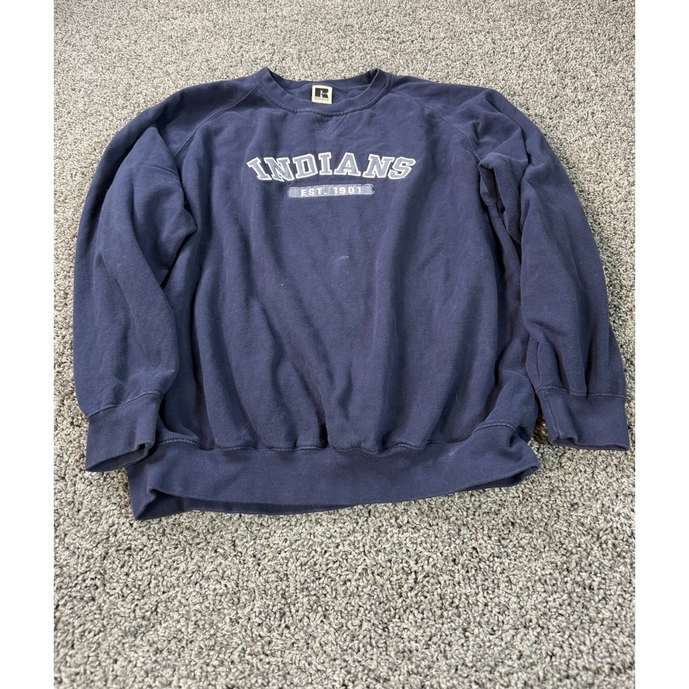 Vintage Y2K Cleveland Indians MLB Sweatshirt Men's Size Large Blue